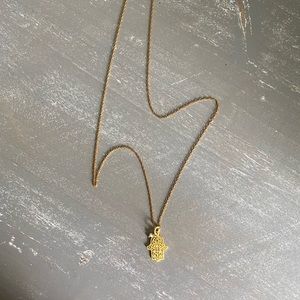 Gold Plated Stamped 925 Chakra Hand Charm Necklace Healing